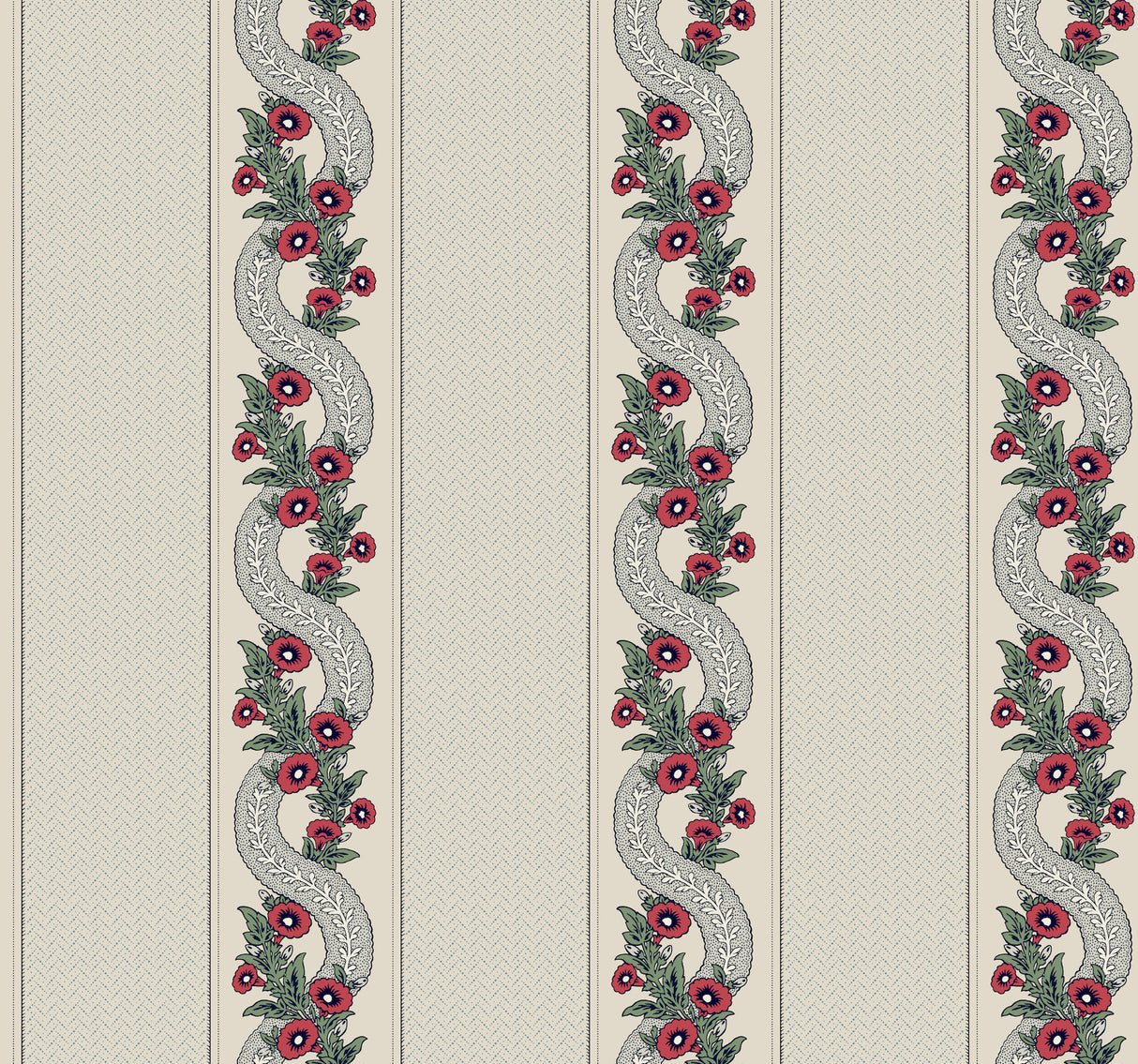 Abbey's Garland Ruby by Ronald Redding Floral Garland Stripe Wallpaper - York Designer Series MX9694-Sample