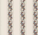 Abbey's Garland Coral traditional floral stripe wallpaper roll, 27 in x 27 ft – MX9696