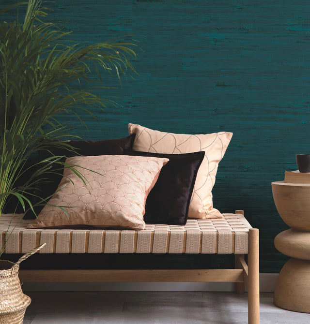 Lotus Leaf Turquoise Wallpaper with Natural Leaf Texture - York MY9280GV
