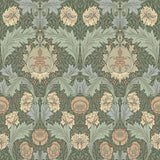 Myrtle Sea Green Floral Ogee Wallpaper roll by A-Street Prints