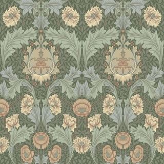 Myrtle Sea Green Floral Ogee Wallpaper roll by A-Street Prints