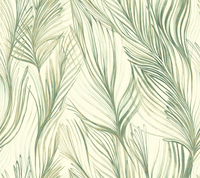 Peaceful Plume Green Wallpaper