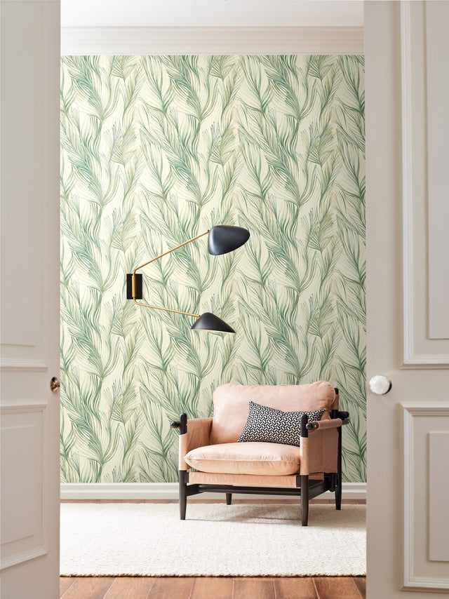 Peaceful Plume Green Wallpaper
