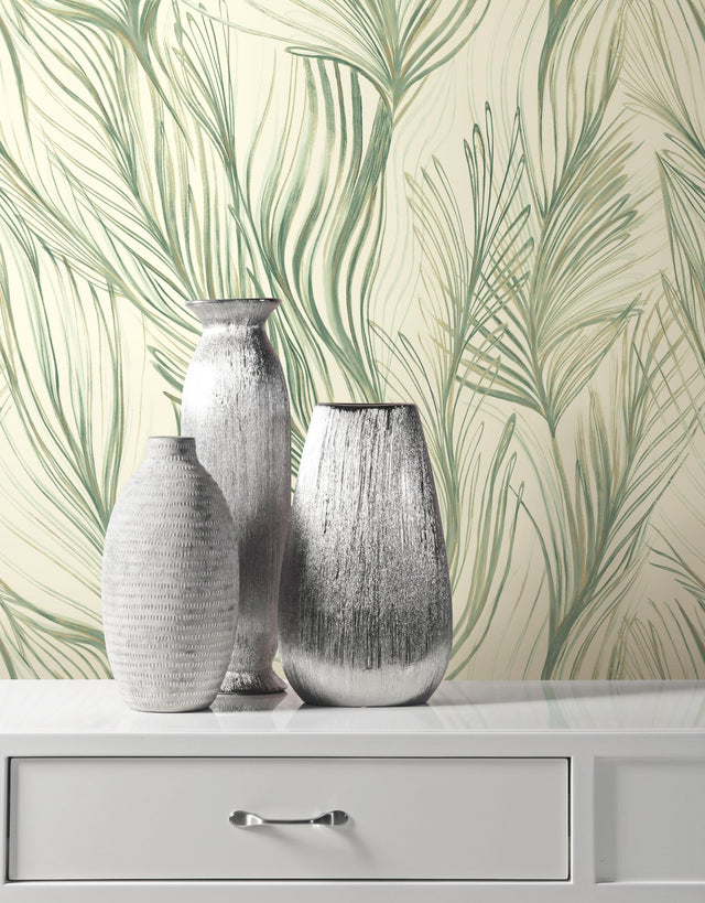 Peaceful Plume Green Wallpaper