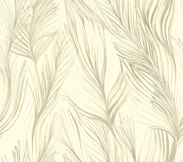 Peaceful Plume Beige Wallpaper
