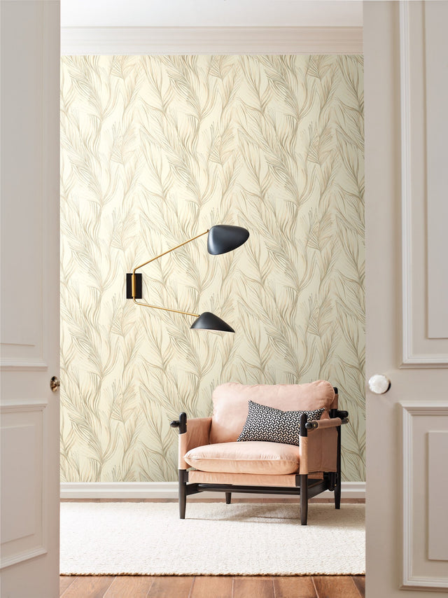 Peaceful Plume Beige Wallpaper