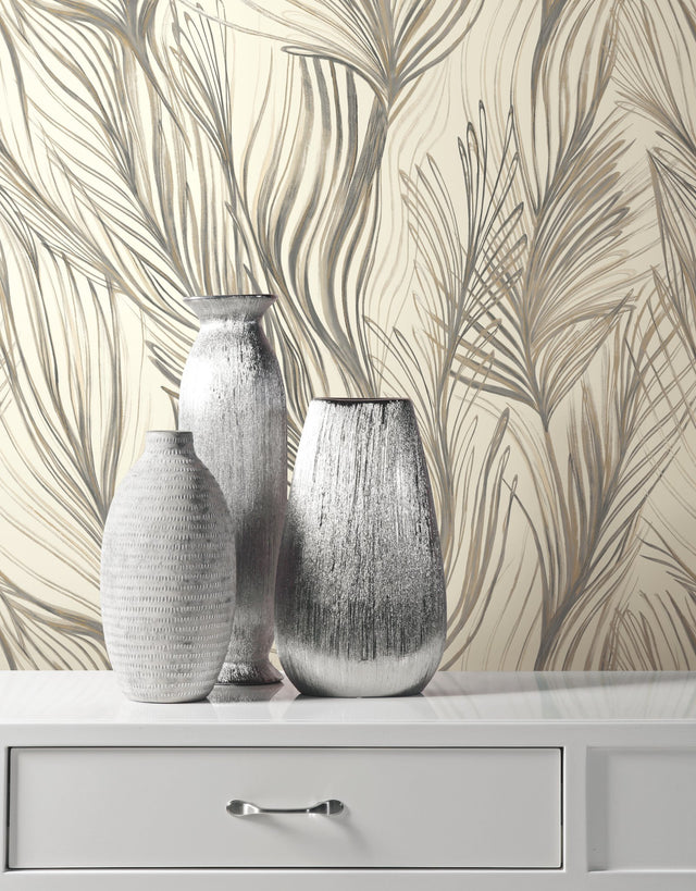 Peaceful Plume Dark Grey Wallpaper