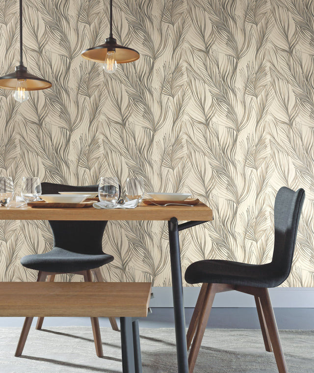 Peaceful Plume Dark Grey Wallpaper