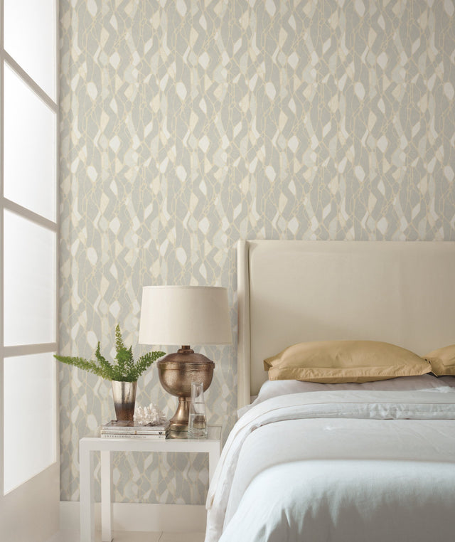 Stained Glass Grey Wallpaper with Modern Abstract Pattern - York NA0510