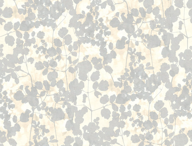 Pressed Leaves Cream Wallpaper with Botanical Matte Leaf Silhouette - York NA0520