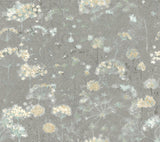 Botanical Fantasy Grey Wallpaper with Misty Floral Motif - York NA0541