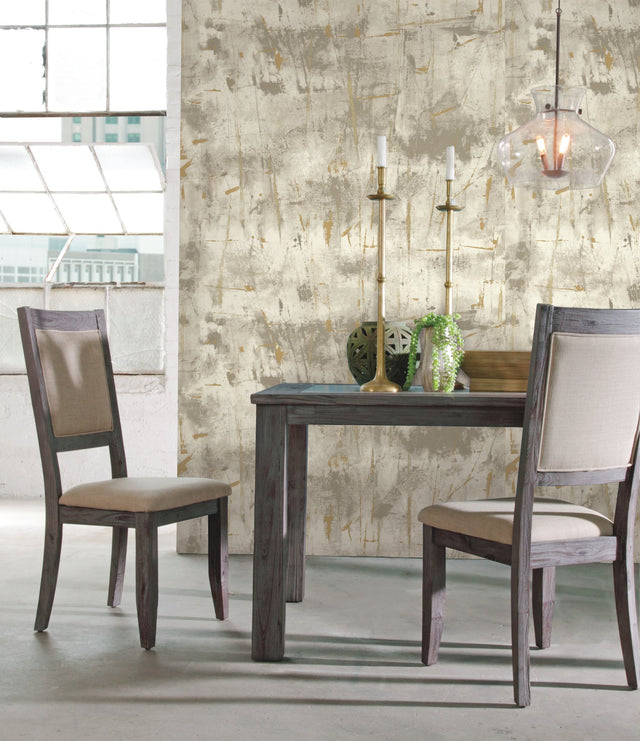 Modern Art Grey Wallpaper with Metallic Abstract Brushstroke Texture - York NA0566