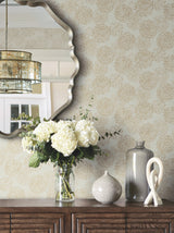 Grandeur Taupe Wallpaper with Botanical Allium Burst Motif - York NA0579