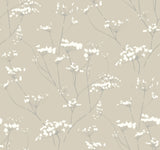 Enchanted Tan Botanical Non Woven Wallpaper with Delicate Wildflower Silhouette - York NA0599