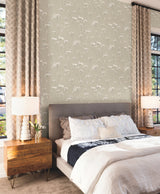 Enchanted Tan Botanical Non Woven Wallpaper with Delicate Wildflower Silhouette - York NA0599