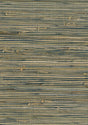 Rushcloth grasscloth wallpaper in blue and brown with a matte finish and textured, woven look.