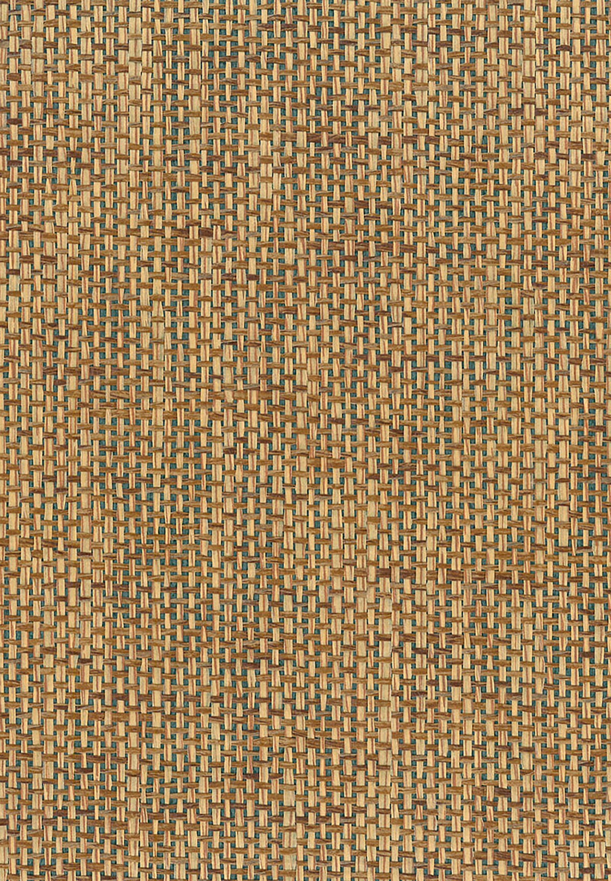 Seabrook Designs Paperweave grasscloth wallpaper in brown with green accents, matte woven texture