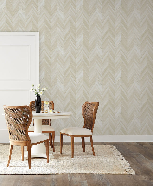 Seesaw Beige Geometric Chevron High Performance Wallpaper - York ND3002