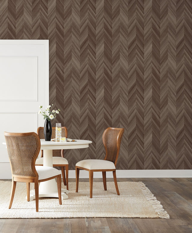 Seesaw Brown Geometric Chevron Wallpaper - York ND3003