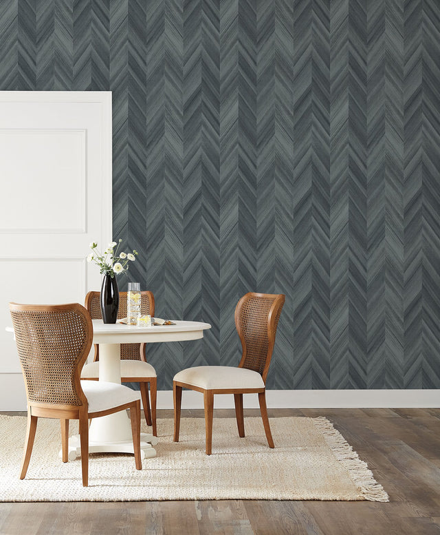 Seesaw Blue Geometric Chevron Wallpaper - York ND3004