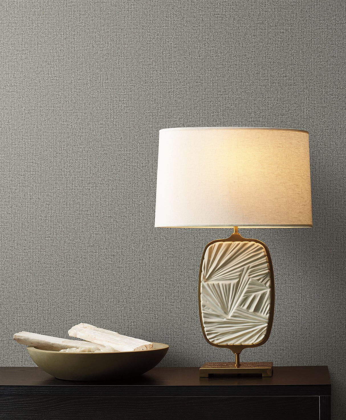 Dandy Grey Textured Wallpaper with Woven Suiting Motif - York ND3010N