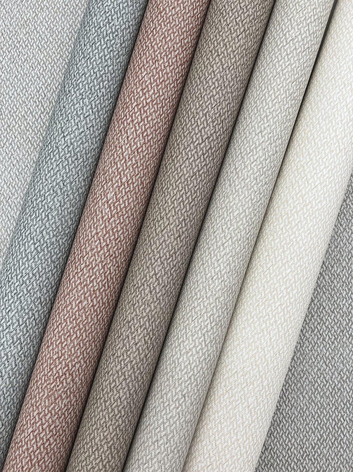 Give & Take Grey & Beige Textured Woven Chevron Wallpaper - York ND3022N