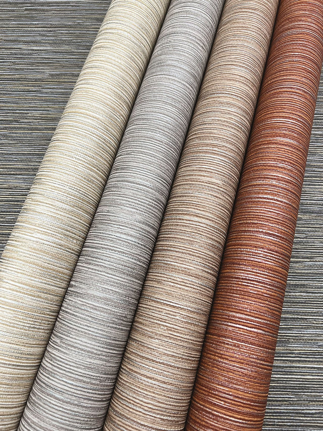 Grass Roots Beige Wallpaper with Textured Metallic Horizontal Motif - York ND3029N