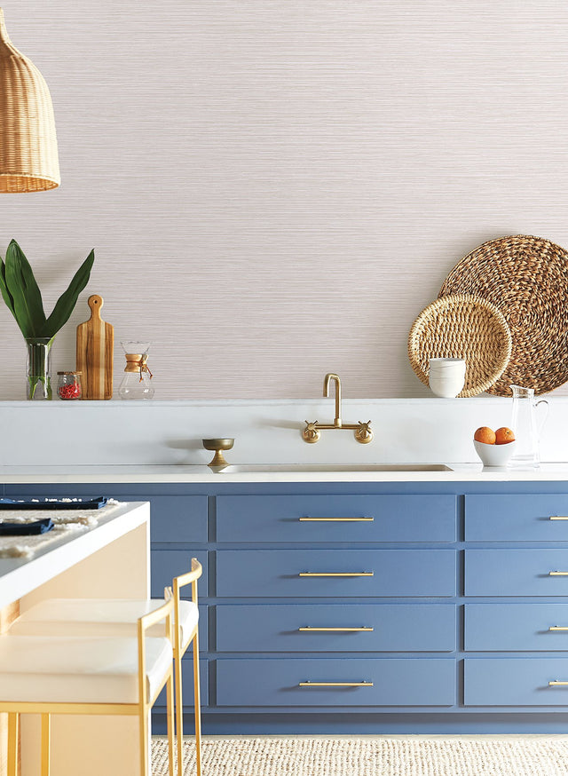 Grass Roots Light Grey Wallpaper with Metallic Faux Grasscloth Texture - York ND3030N