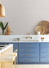 Grass Roots Beige Textured Wallpaper with Metallic Horizontal Grasscloth Look - York ND3032N