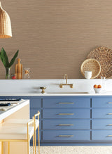 Grass Roots Brown & Red Metallic Faux Grasscloth Wallpaper - York ND3035N