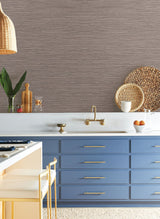 Grass Roots Brown Metallic Faux Grasscloth Wallpaper - York ND3036N