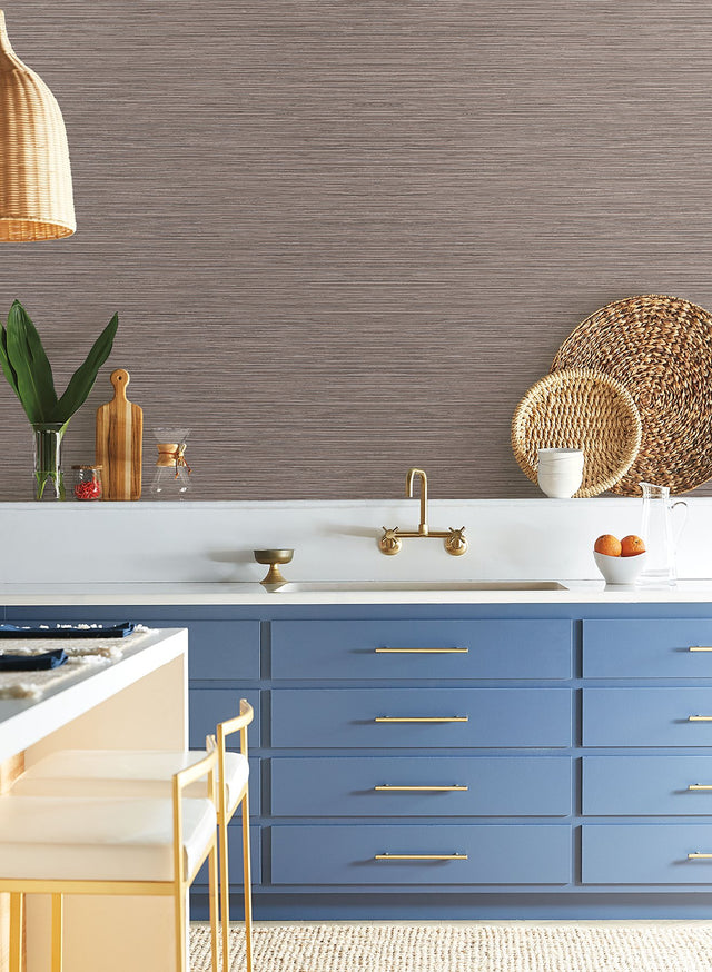 Grass Roots Brown Metallic Faux Grasscloth Wallpaper - York ND3036N