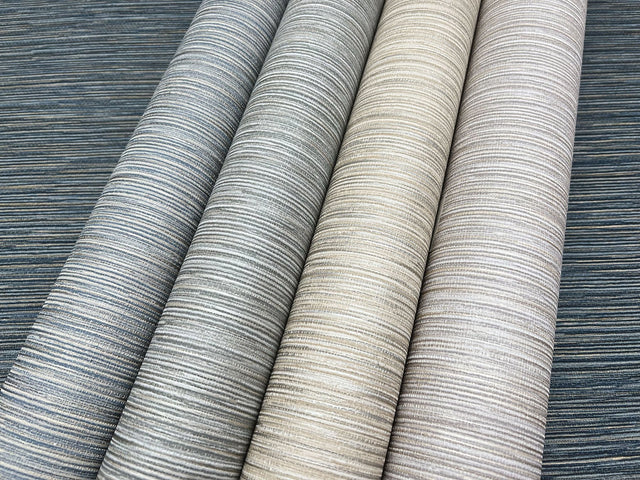 Grass Roots Grey Wallpaper with Metallic Faux Grasscloth Texture - York ND3038N