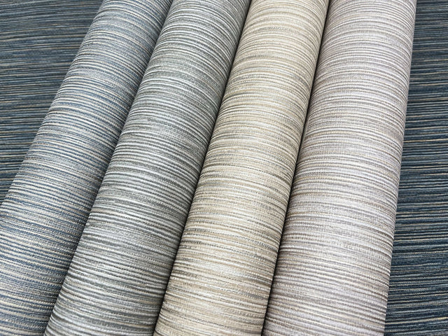 Grass Roots Grey Wallpaper with Metallic Faux Grasscloth Texture - York ND3038N