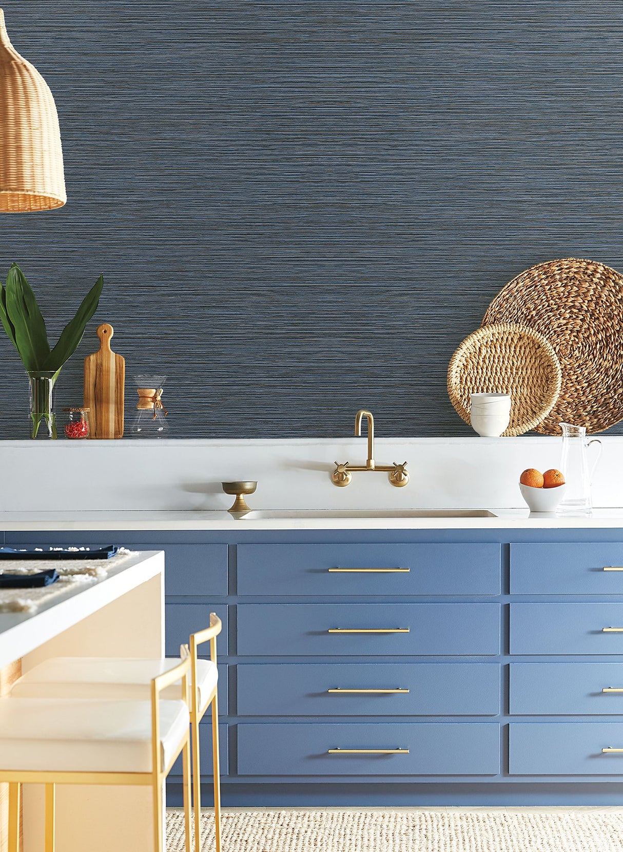 Grass Roots Grey Wallpaper with Metallic Faux Grasscloth Texture - York ND3038N