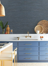 Grass Roots Grey Wallpaper with Metallic Faux Grasscloth Texture - York ND3038N