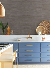 Grass Roots Brown Metallic Faux Grasscloth Wallpaper - York ND3039N