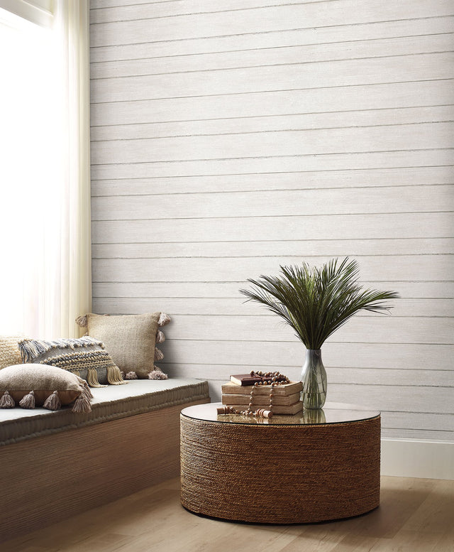 Broad Side White Faux Wood Panel Wallpaper - York ND3051N