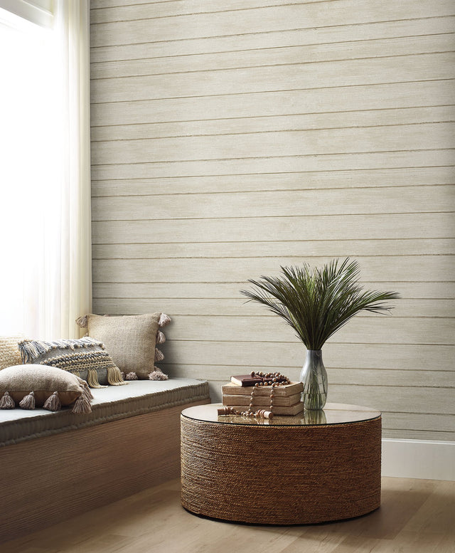 Broad Side Grey Faux Shiplap Woodgrain Prepasted-Look Wallpaper - York ND3052N