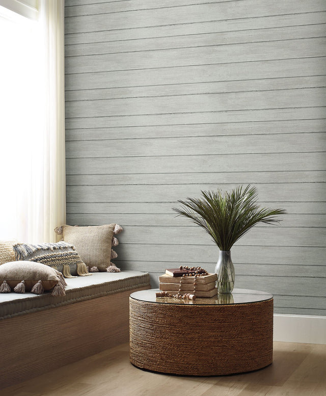 Broad Side Brown Faux Wood Plank Wallpaper with Weathered Shiplap Texture - York ND3054N