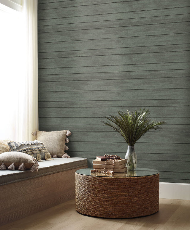 Broad Side Black Faux Wood Panel Wallpaper - York Wallcoverings ND3055N