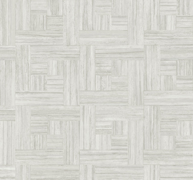 Tesselle White Wallpaper with Textured Parquet Wood Motif - York ND3057N