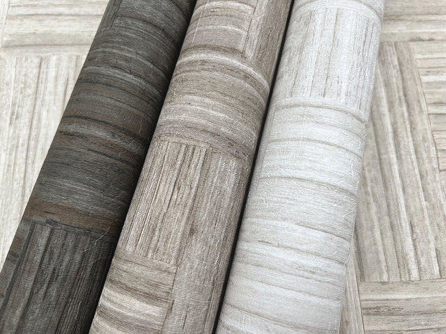 Tesselle White Wallpaper with Textured Parquet Wood Motif - York ND3057N