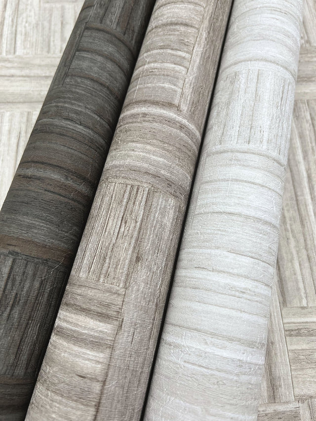 Tesselle White Wallpaper with Textured Parquet Wood Motif - York ND3057N