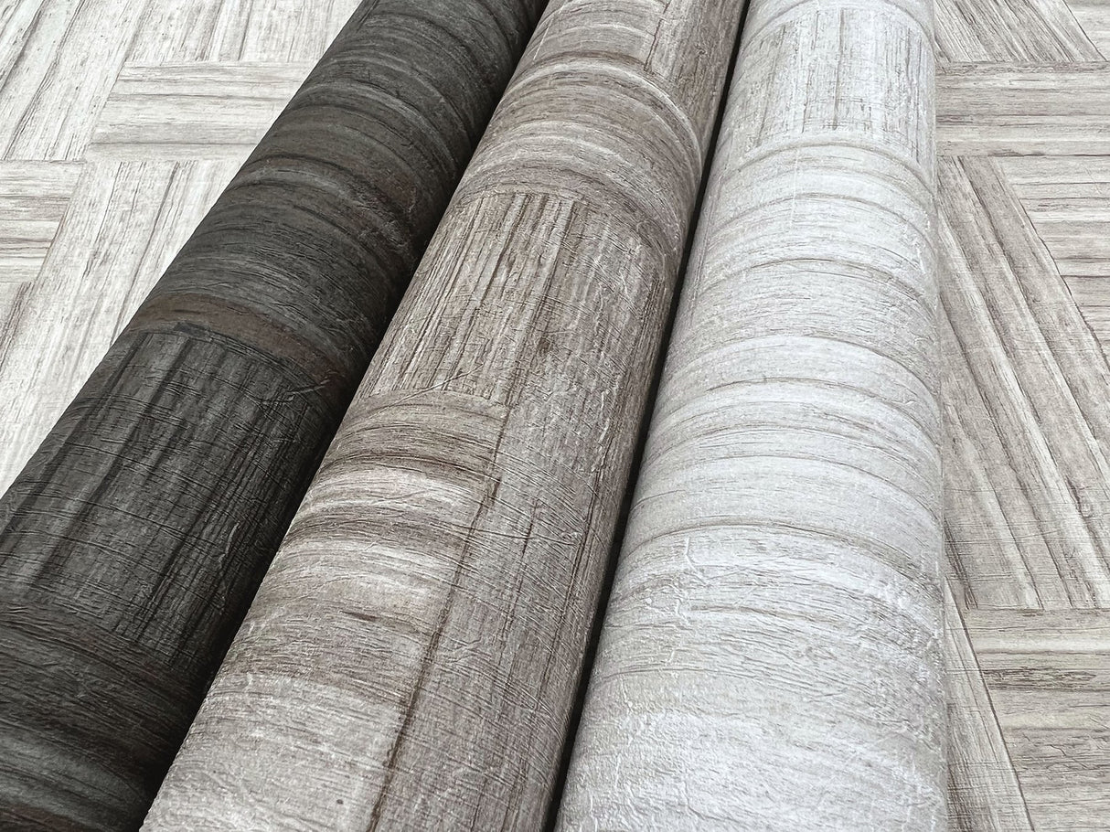 Tesselle Grey Faux Wood Parquet Wallpaper - York Wallcoverings ND3059N