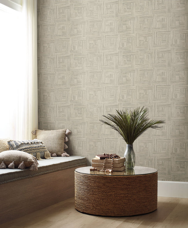 Tesselle Grey Faux Wood Parquet Wallpaper - York Wallcoverings ND3059N