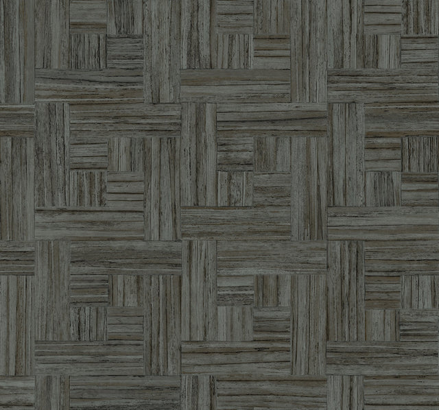 Tesselle Black Faux Wood Parquet Vinyl Wallpaper - York ND3060N