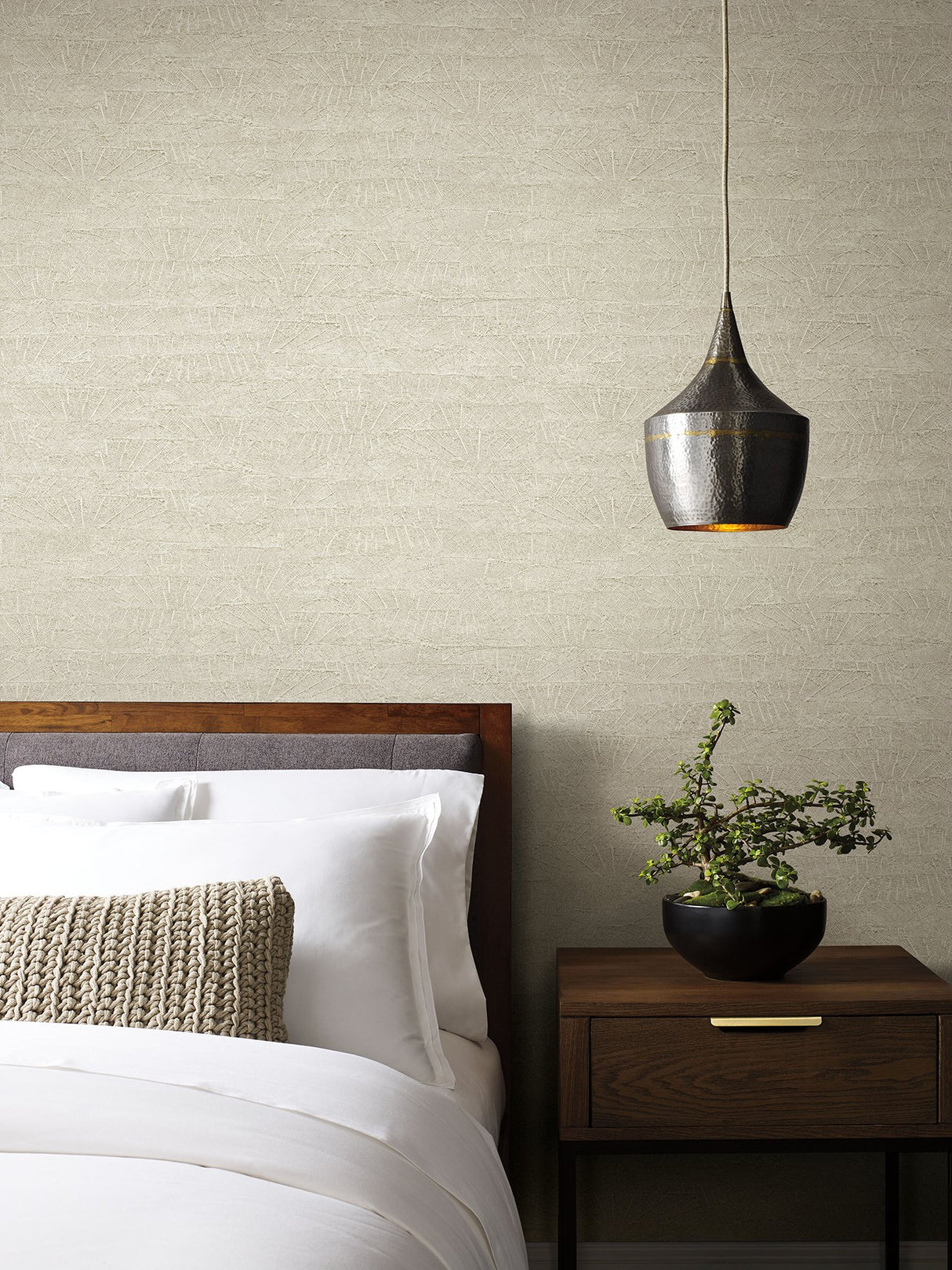 On Deck Beige Fabric Backed Vinyl Wallpaper with Textural Wood Plank Motif - York ND3062N