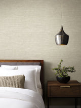 On Deck Beige Fabric Backed Vinyl Wallpaper with Textural Wood Plank Motif - York ND3062N