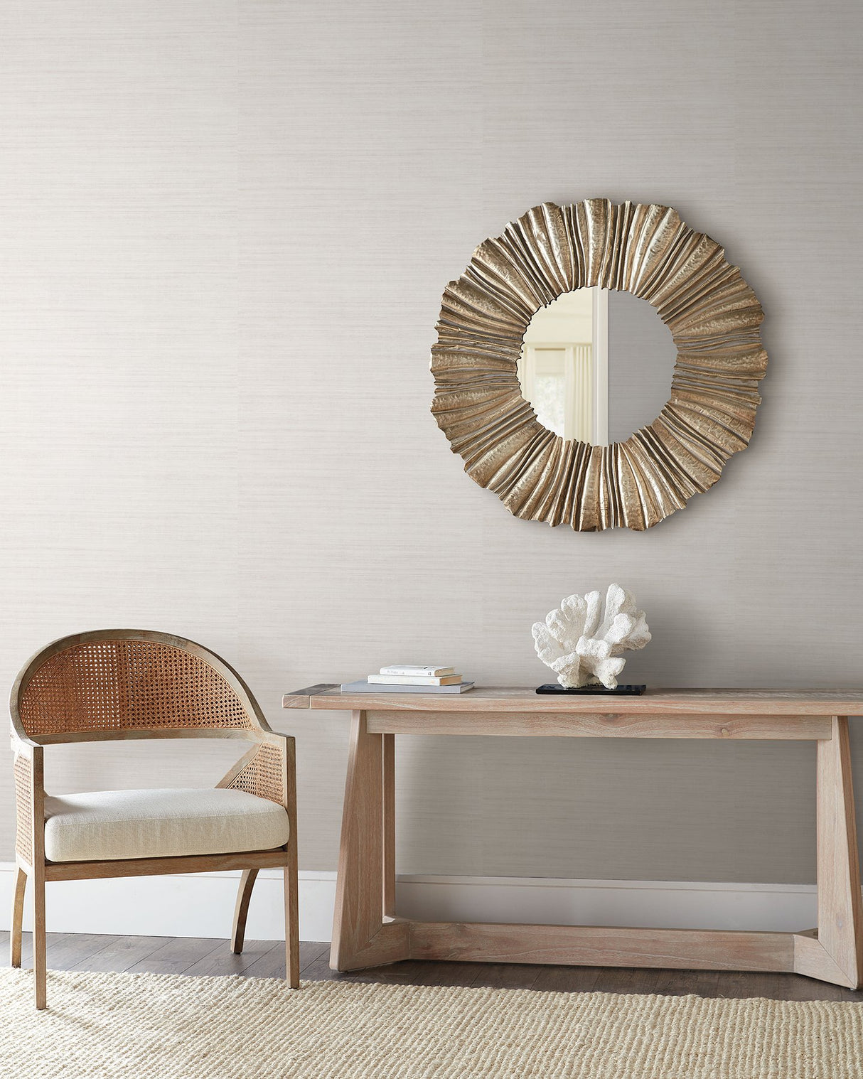 Tasar Silk White Wallpaper with Textured Silk Weave Look - York ND3068N